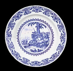 Moustiers schaal, waarschijnlijk geschilderd door Gaspard Viry, ca. 1700
